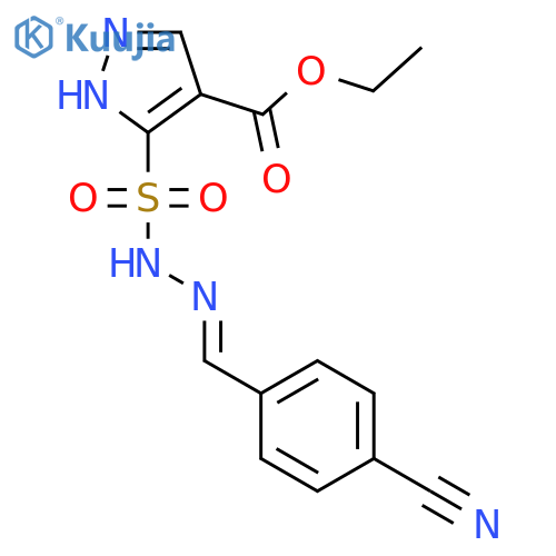 1H-Pyrazole-4-carboxylicacid, 3-[[2-[(4-cyanophenyl)methylene]hydrazinyl]sulfonyl]-, ethyl ester structure