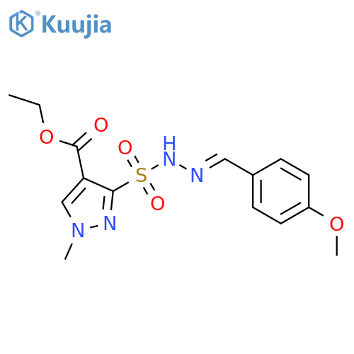 1H-Pyrazole-4-carboxylicacid, 3-[[2-[(4-methoxyphenyl)methylene]hydrazinyl]sulfonyl]-1-methyl-, ethylester structure