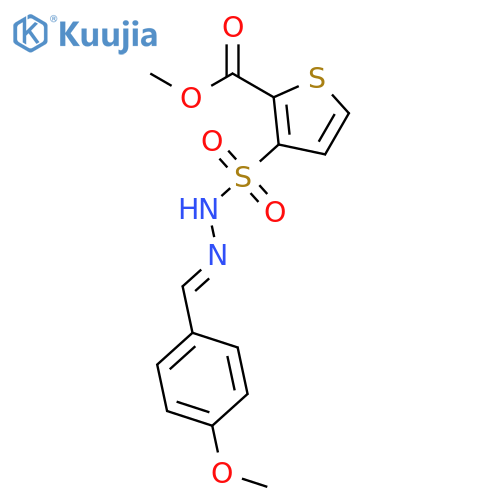 2-Thiophenecarboxylicacid, 3-[[2-[(4-methoxyphenyl)methylene]hydrazinyl]sulfonyl]-, methyl ester structure