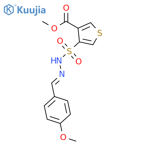 3-Thiophenecarboxylicacid, 4-[[2-[(4-methoxyphenyl)methylene]hydrazinyl]sulfonyl]-, methyl ester structure