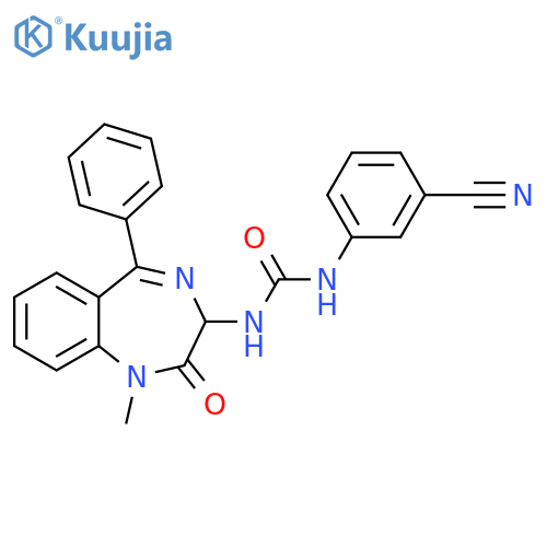 1-(3-cyanophenyl)-3-[(3S)-1-methyl-2-oxo-5-phenyl-2,3-dihydro-1H-1,4-benzodiazepin-3-yl]urea structure