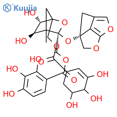 b-D-Glucopyranoside,(1aR,2S,3aR,5R,5aR,5bS)-tetrahydro-5-hydroxy-5b-[[(4-hydroxybenzoyl)oxy]methyl]-2-methyl-2,5-methano-1H-3,4-dioxacyclobuta[cd]pentalen-1a(2H)-yl,6-(3,4,5-trihydroxybenzoate) structure