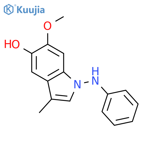 1H-Indol-5-ol, 6-methoxy-3-methyl-1-(phenylamino)- structure