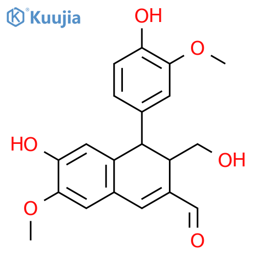 2-Naphthalenecarboxaldehyde,3,4-dihydro-6-hydroxy-4-(4-hydroxy-3-methoxyphenyl)-3-(hydroxymethyl)-7-methoxy-,(3R,4S)- structure