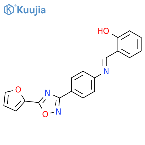 Phenol, 2-[[[4-[5-(2-furanyl)-1,2,4-oxadiazol-3-yl]phenyl]imino]methyl]- structure