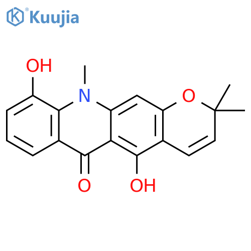6H-Pyrano[3,2-b]acridin-6-one,2,11-dihydro-5,10-dihydroxy-2,2,11-trimethyl- structure