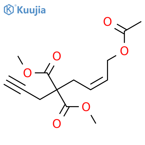 Propanedioic acid, 2-[(2Z)-4-(acetyloxy)-2-buten-1-yl]-2-(2-propyn-1-yl)-, 1,3-dimethyl ester structure