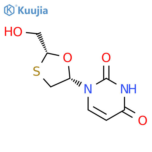 (2R-cis)-1-2-(Hydroxymethyl)-1,3-oxathiolan-5-yl-2,4(1H,3H)-pyrimidinedione structure