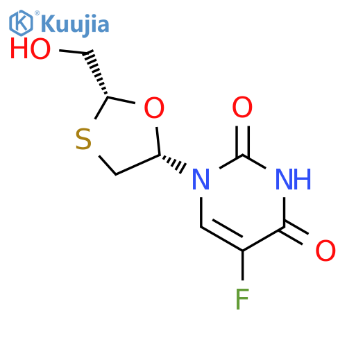 cis 5-Fluoro-1-2-(hydroxymethyl)-1,3-oxathiolan-5-yl-2,4(1H,3H)- pyrimidinedione structure