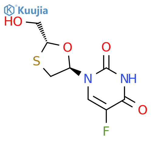 2,4(1H,3H)-Pyrimidinedione,5-fluoro-1-[2-(hydroxymethyl)-1,3-oxathiolan-5-yl]-, (2R-trans)- (9CI) structure