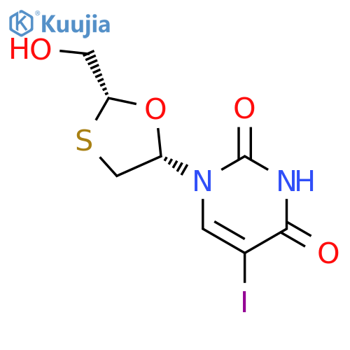 2,4(1H,3H)-Pyrimidinedione,1-[2-(hydroxymethyl)-1,3-oxathiolan-5-yl]-5-iodo-, (2R-cis)- (9CI) structure