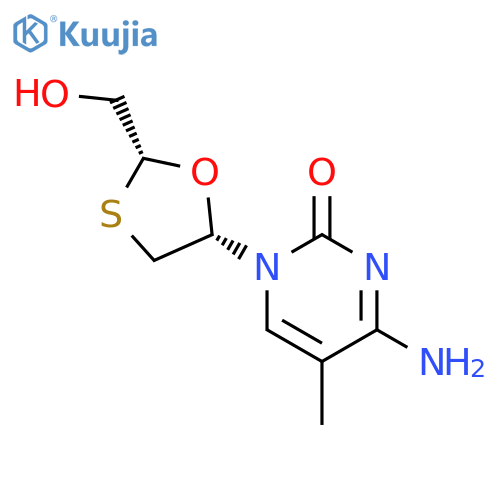 2(1H)-Pyrimidinone,4-amino-1-[2-(hydroxymethyl)-1,3-oxathiolan-5-yl]-5-methyl-, (2R-cis)- (9CI) structure
