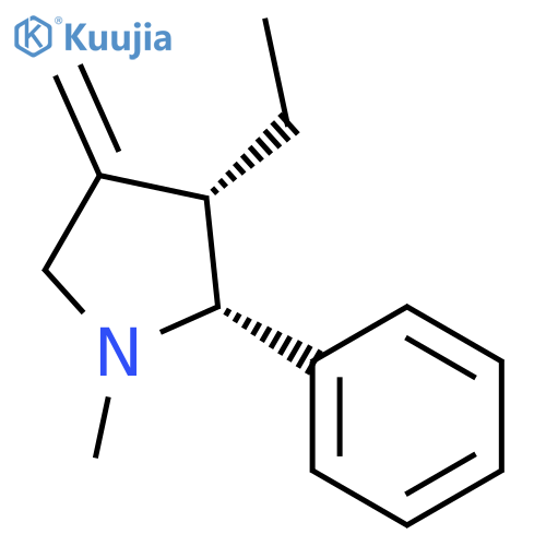 Pyrrolidine, 3-ethyl-1-methyl-4-methylene-2-phenyl-, cis- structure