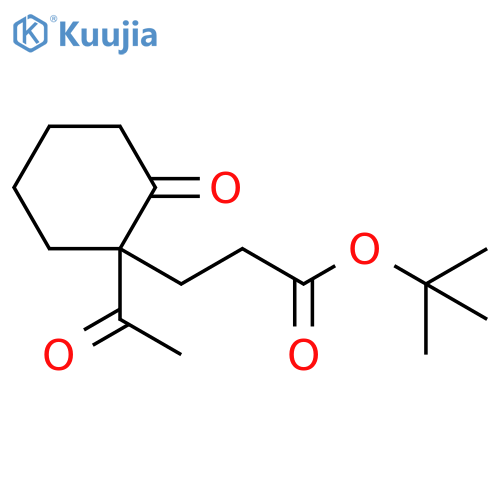 Cyclohexanepropanoic acid, 1-acetyl-2-oxo-, 1,1-dimethylethyl ester structure