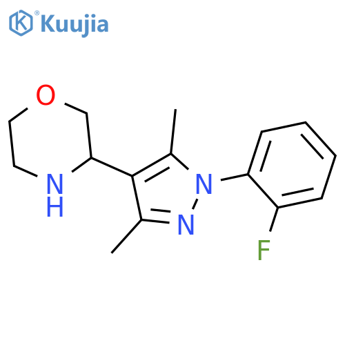 3-1-(2-fluorophenyl)-3,5-dimethyl-1H-pyrazol-4-ylmorpholine structure