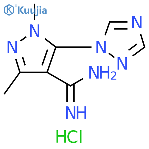 1,3-dimethyl-5-(1H-1,2,4-triazol-1-yl)-1H-pyrazole-4-carboximidamide hydrochloride structure