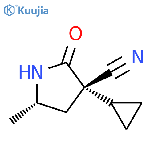 (3S,5S)-3-cyclopropyl-5-methyl-2-oxo-pyrrolidine-3-carbonitrile structure