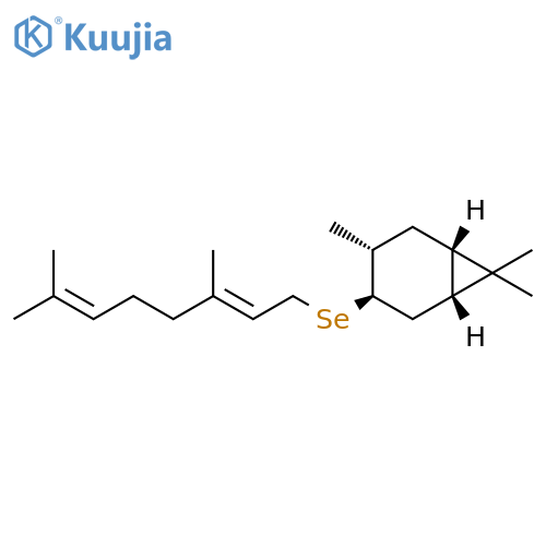 Bicyclo[4.1.0]heptane, 3-[[(2E)-3,7-dimethyl-2,6-octadien-1-yl]seleno]-4,7,7-trimethyl-, (1R,3R,4R,6S)- structure