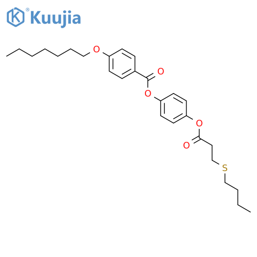 Benzoic acid, 4-(heptyloxy)-, 4-[3-(butylthio)-1-oxopropoxy]phenyl ester structure