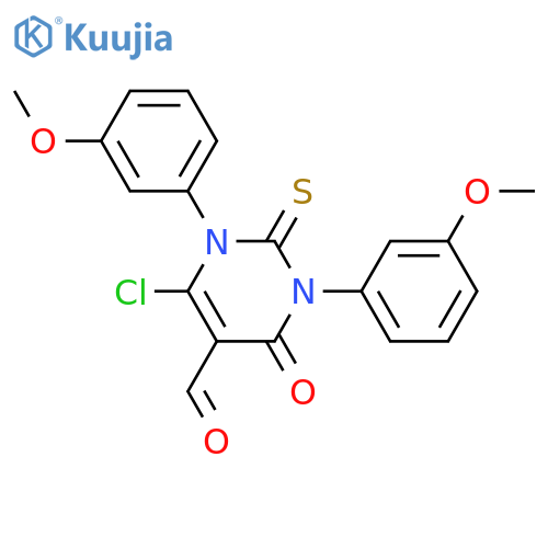 5-Pyrimidinecarboxaldehyde,6-chloro-1,2,3,4-tetrahydro-1,3-bis(3-methoxyphenyl)-4-oxo-2-thioxo- structure