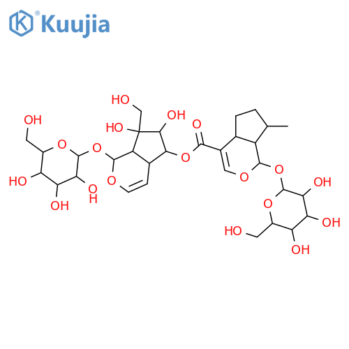b-D-Glucopyranoside,(1S,4aR,5S,6R,7S,7aS)-5-[[[(1S,4aS,7R,7aR)-1-(b-D-glucopyranosyloxy)-1,4a,5,6,7,7a-hexahydro-7-methylcyclopenta[c]pyran-4-yl]carbonyl]oxy]-1,4a,5,6,7,7a-hexahydro-6,7-dihydroxy-7-(hydroxymethyl)cyclopenta[c]pyran-1-yl(9CI) structure