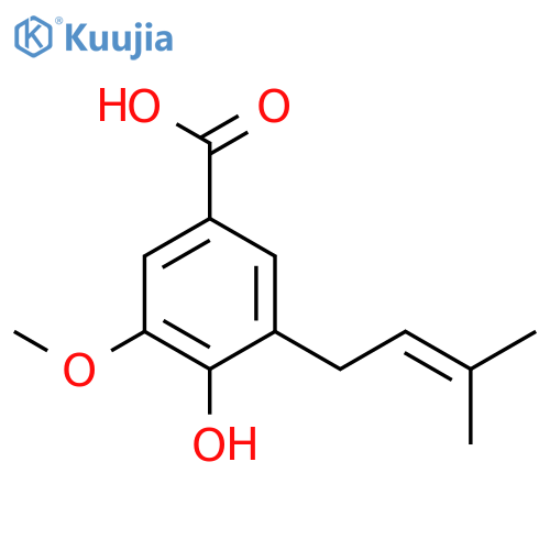 Benzoic acid,4-hydroxy-3-methoxy-5-(3-methyl-2-buten-1-yl)- structure