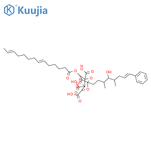 L-glycero-D-altro-Pentadec-14-en-7-ulo-7,4-furanosonicacid,2,7-anhydro-3,4-di-C-carboxy-8,9,10,12,13,14,15-heptadeoxy-10,12-dimethyl-15-phenyl-,5-[(6E,12E)-6,12-tetradecadienoate], (7S,10x,11x,12x)- (9CI) structure