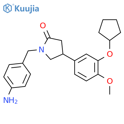2-Pyrrolidinone,1-[(4-aminophenyl)methyl]-4-[3-(cyclopentyloxy)-4-methoxyphenyl]-, (R)- structure