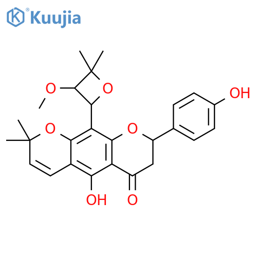 2H,6H-Benzo[1,2-b:5,4-b']dipyran-6-one, 7,8-dihydro-5-hydroxy-8-(4-hydroxyphenyl)-10-(3-methoxy-4,4-dimethyl-2-oxetanyl)-2,2-dimethyl- (9CI) structure