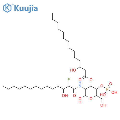 D-Glucose,2-deoxy-2-[(2-fluoro-3-hydroxy-1-oxotetradecyl)amino]-, 4-(dihydrogenphosphate) 3-(3-hydroxytetradecanoate), [2(2R,3S),3(R)]- (9CI) structure