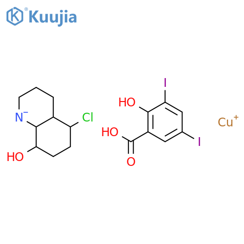Copper,(5-chloro-8-quinolinolato-N1,O8)(2-hydroxy-3,5-diiodobenzoato-O1,O2)- (9CI) structure