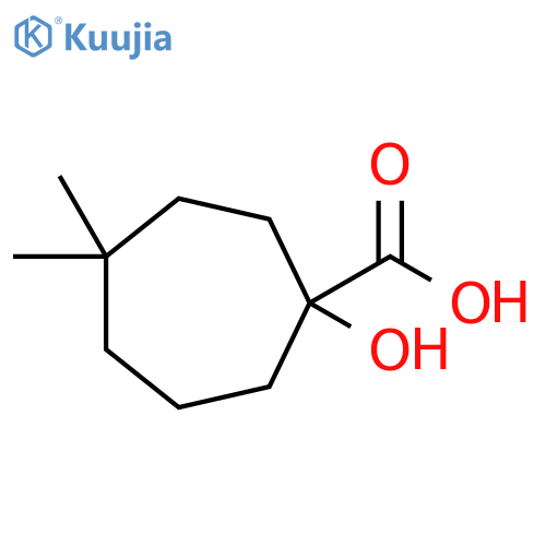 1-hydroxy-4,4-dimethylcycloheptane-1-carboxylic acid structure