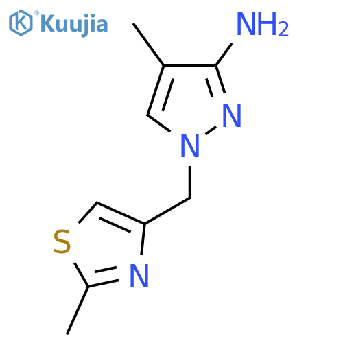 4-methyl-1-(2-methyl-1,3-thiazol-4-yl)methyl-1H-pyrazol-3-amine structure