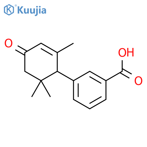 Benzoic acid, 3-(2,6,6-trimethyl-4-oxo-2-cyclohexen-1-yl)-, (±)- structure