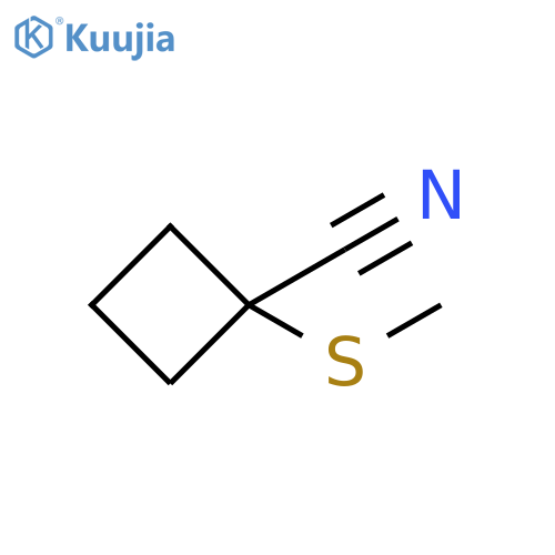 1-(methylsulfanyl)cyclobutane-1-carbonitrile structure