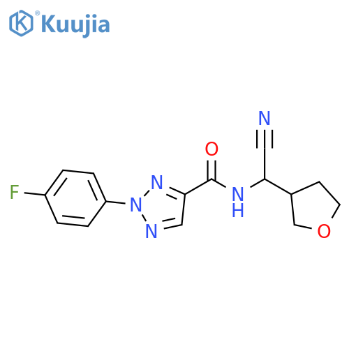 N-[Cyano(oxolan-3-yl)methyl]-2-(4-fluorophenyl)triazole-4-carboxamide structure
