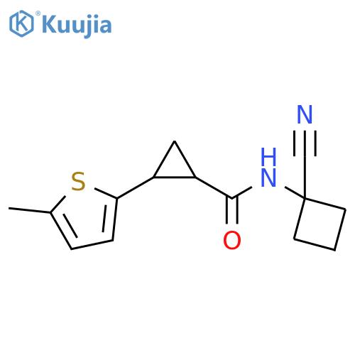 N-(1-cyanocyclobutyl)-2-(5-methylthiophen-2-yl)cyclopropane-1-carboxamide structure