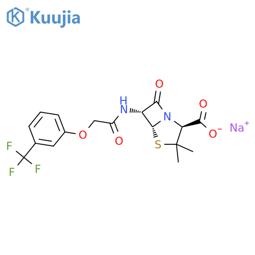4-Thia-1-azabicyclo[3.2.0]heptane-2-carboxylicacid, 3,3-dimethyl-7-oxo-6-[[[3-(trifluoromethyl)phenoxy]acetyl]amino]-,monosodium salt, (2S,5R,6R)- (9CI) structure