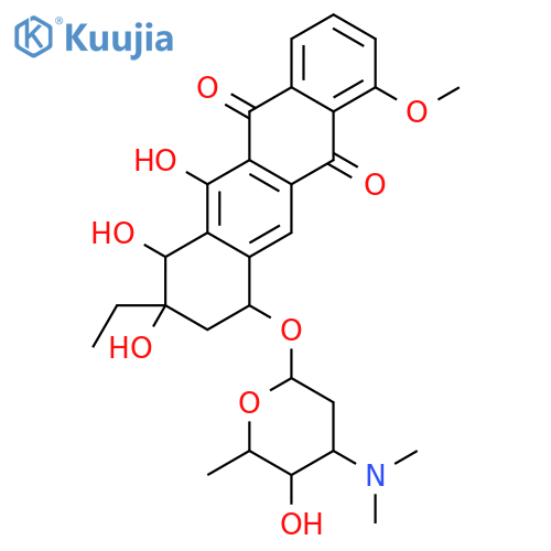 5,12-Naphthacenedione,8-ethyl-7,8,9,10-tetrahydro-6,7,8-trihydroxy-1-methoxy-10-[[2,3,6-trideoxy-3-(dimethylamino)-a-L-lyxo-hexopyranosyl]oxy]-,[7R-(7a,8b,10b)]- (9CI) structure