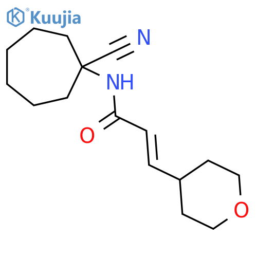 N-(1-cyanocycloheptyl)-3-(oxan-4-yl)prop-2-enamide structure