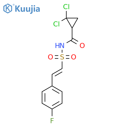 2,2-dichloro-N-2-(4-fluorophenyl)ethenesulfonylcyclopropane-1-carboxamide structure