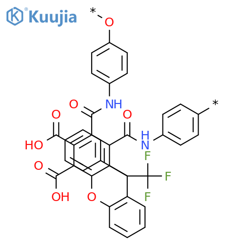 Poly[oxy-1,4-phenyleneiminocarbonyl[dicarboxy-9-phenyl-9-(trifluoromethyl)-9H-xanthenediyl]carbonylimino-1,4-phenylene] structure