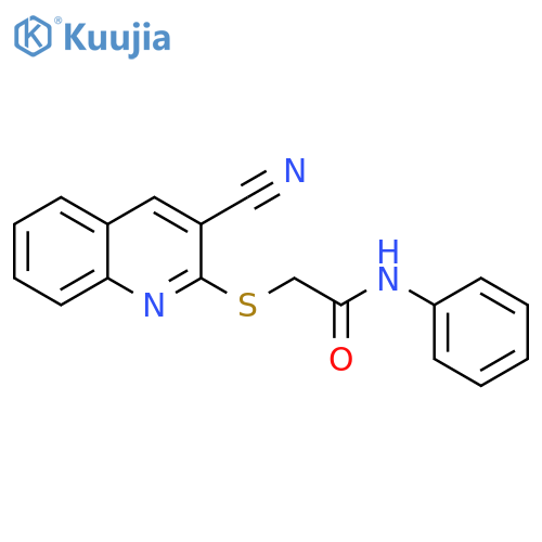 Acetamide, 2-[(3-cyano-2-quinolinyl)thio]-N-phenyl- structure