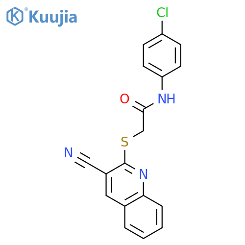 Acetamide, N-(4-chlorophenyl)-2-[(3-cyano-2-quinolinyl)thio]- structure