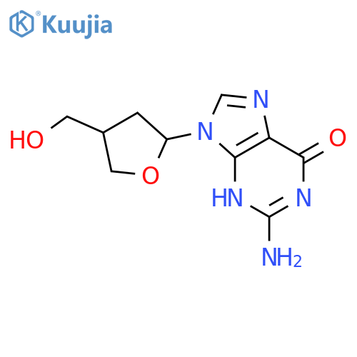 6H-Purin-6-one,2-amino-1,9-dihydro-9-[tetrahydro-4-(hydroxymethyl)-2-furanyl]-, (2S-cis)-(9CI) structure