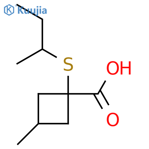 1-(butan-2-ylsulfanyl)-3-methylcyclobutane-1-carboxylic acid structure