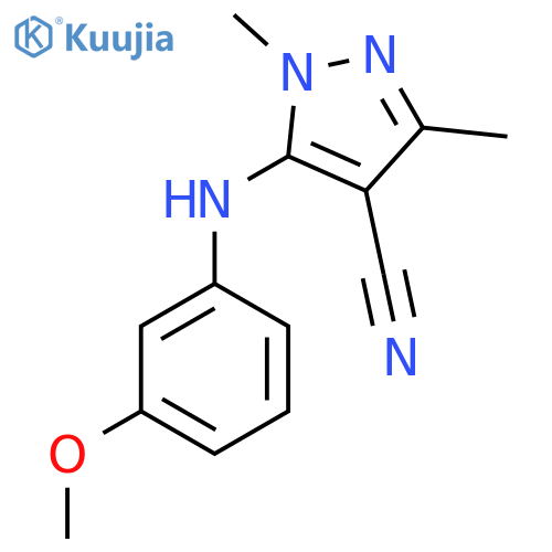 5-[(3-methoxyphenyl)amino]-1,3-dimethyl-1H-pyrazole-4-carbonitrile structure