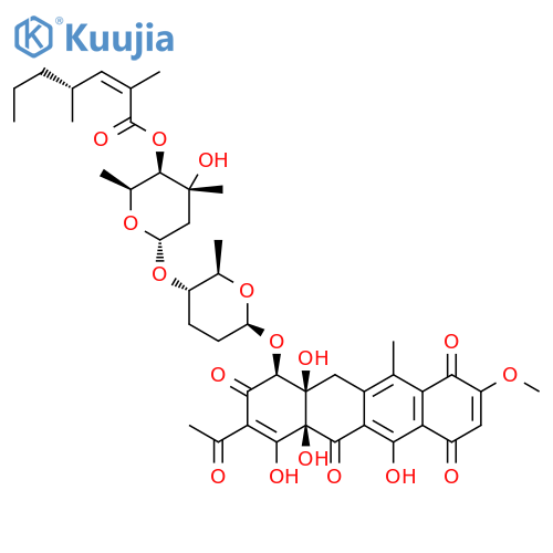 1,4,6,7(6aH,10H)-Naphthacenetetrone,8-acetyl-10-[[5-[[2,6-dideoxy-4-O-(2,4-dimethyl-1-oxo-2-heptenyl)-3-C-methyl-a-L-xylo-hexopyranosyl]oxy]tetrahydro-6-methyl-2H-pyran-2-yl]oxy]-10a,11-dihydro-5,6a,9,10a-tetrahydroxy-2-methoxy-12-methyl-,[2S-[2a(6aR*,10S*,10aS*),5b(2Z,4S*),6a]]- (9CI) structure