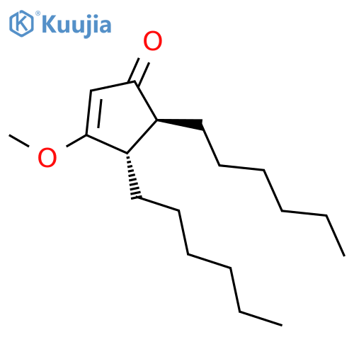 2-Cyclopenten-1-one, 4,5-dihexyl-3-methoxy-, trans- structure