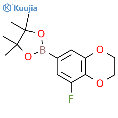 2-(8-fluoro-2,3-dihydro-1,4-benzodioxin-6-yl)-4,4,5,5-tetramethyl-1,3,2-dioxaborolane structure